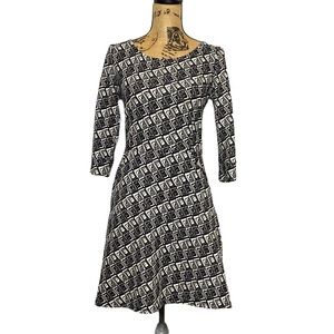 Black White Geometric Pattern Dress S